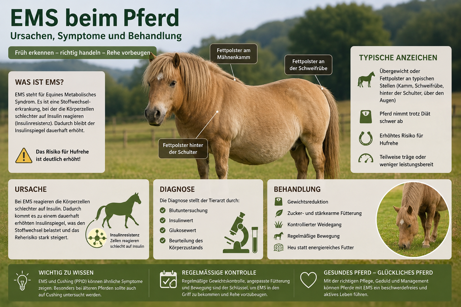 🐴 EMS beim Pferd – Ursachen, Symptome und richtige Fütterung