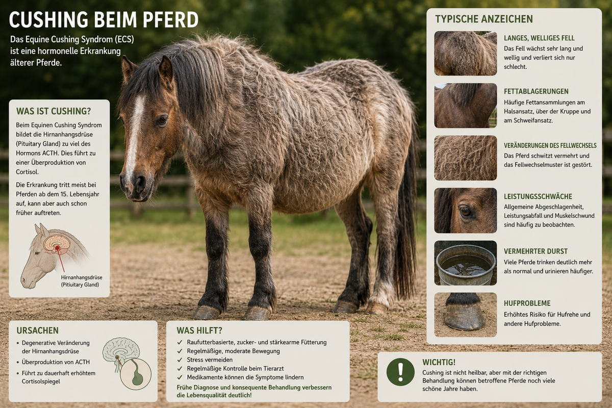 🐴 Cushing beim Pferd – Symptome, Fütterung und Umgang im Alltag