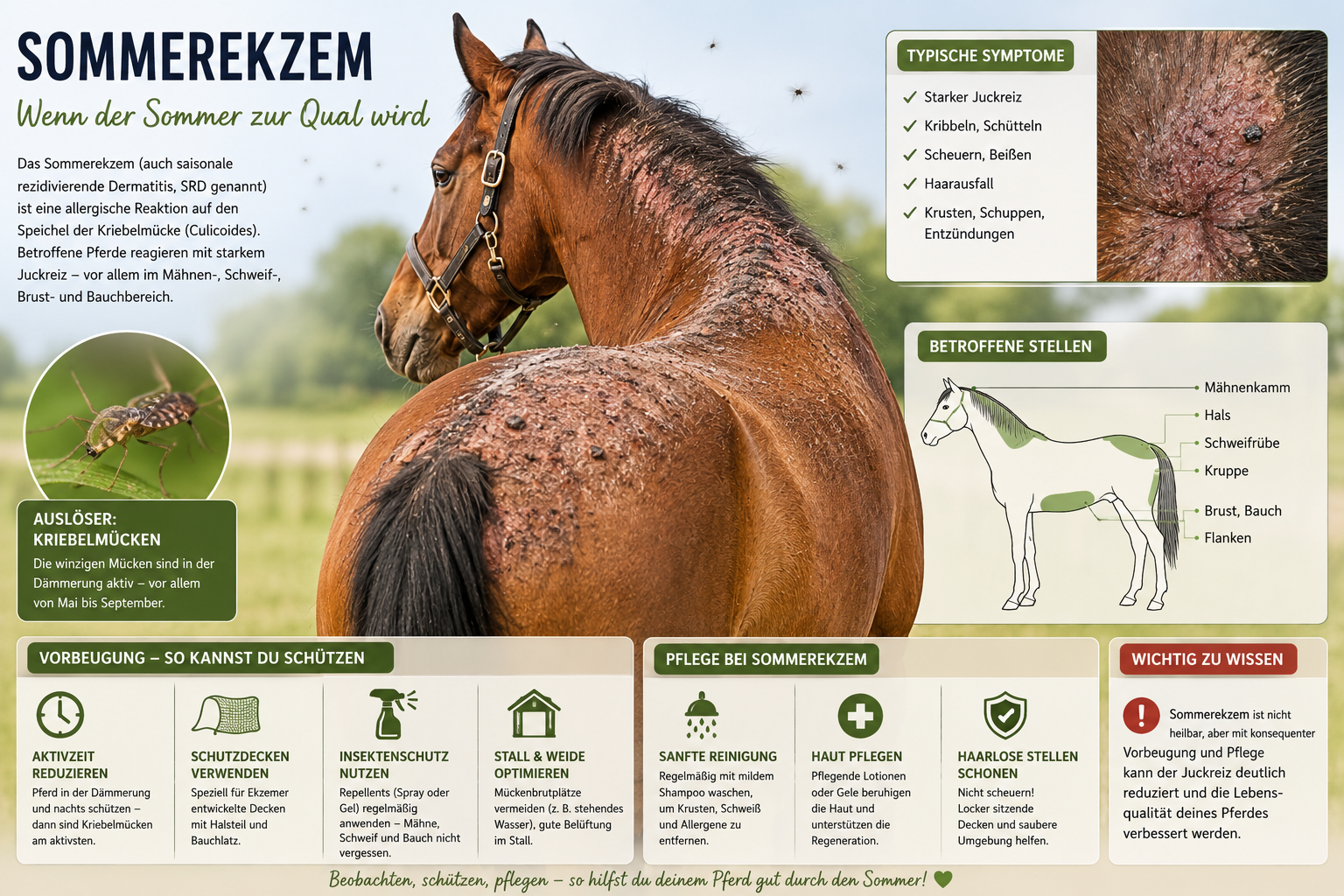 🐴 Sommerekzem beim Pferd – Ursachen, Symptome und wirksame Unterstützung