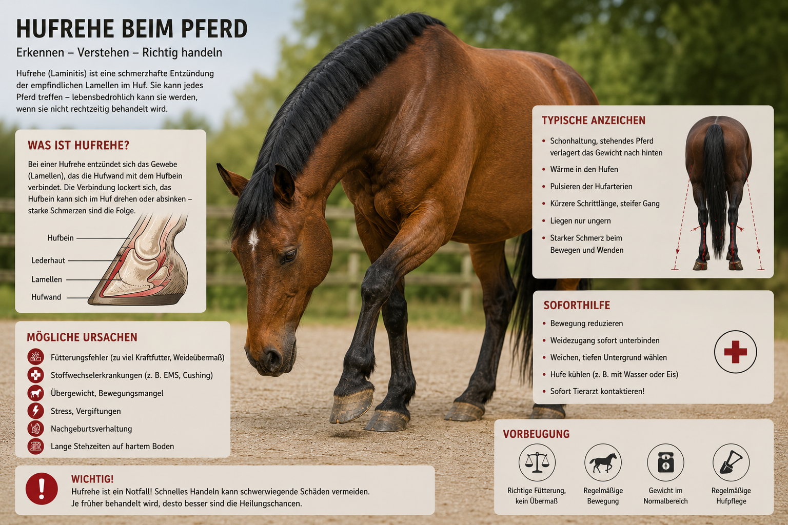🐴 Hufrehe verstehen – Ursachen, Symptome und Vorbeugung
